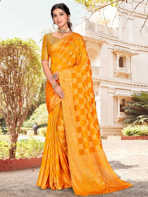 banarasi silk saree with blouse - 19513358 - Very Small Image - 1