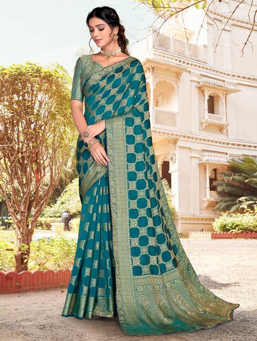 banarasi silk saree with blouse - 19513362 - Very Small Image - 1