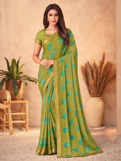 green georgette saree - 19513387 - Very Small Image - 1