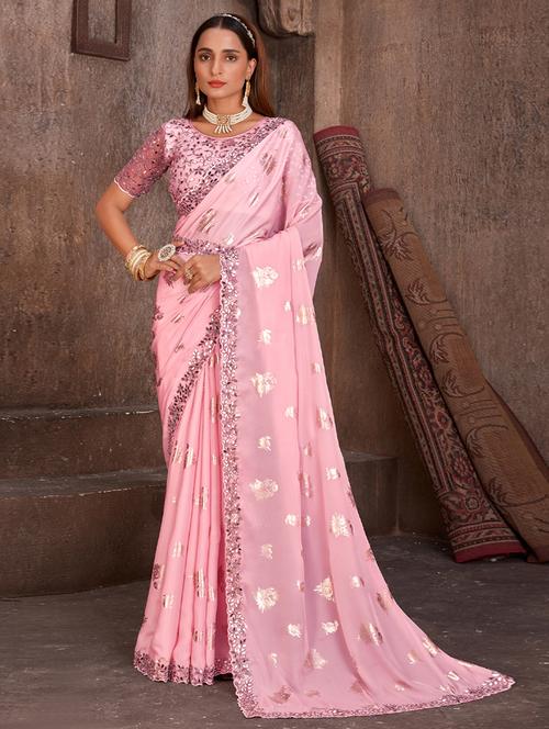pink silk saree with blouse - 19513466 - Very Small Image - 1