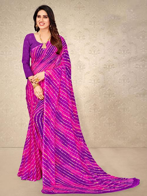 chiffon plain saree with blouse - 19513511 - Very Small Image - 1