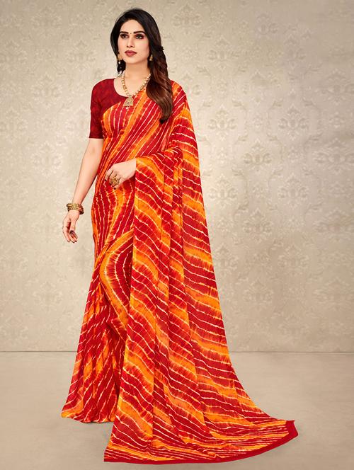 chiffon plain saree with blouse - 19513512 - Very Small Image - 1