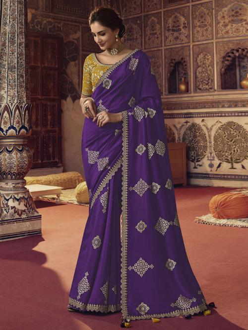 purple saree with blouse - 19513565 - Very Small Image - 1