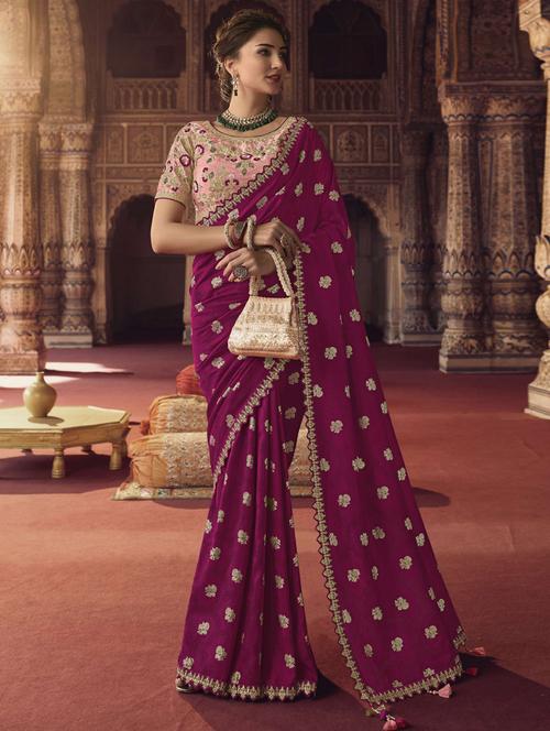 red saree with blouse - 19513568 - Very Small Image - 1