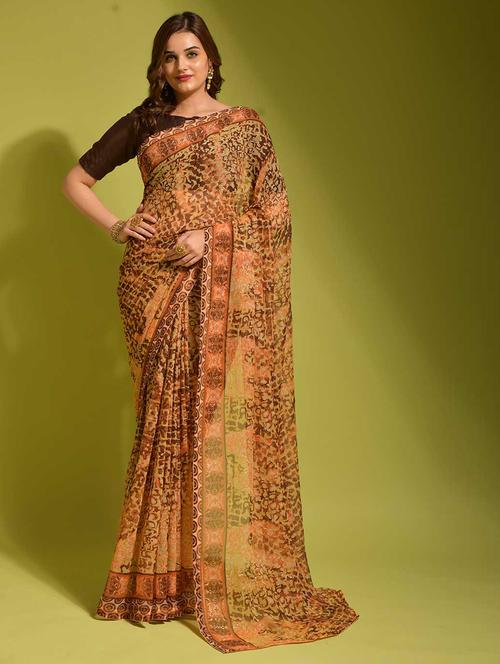 georgette plain saree with blouse - 19513572 - Very Small Image - 1