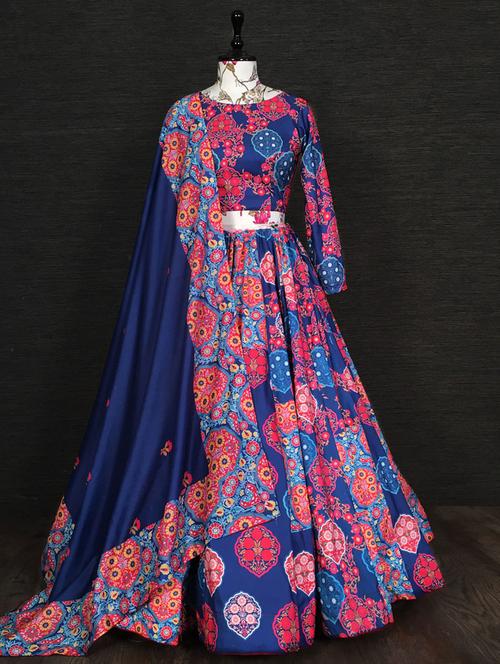 floral print unstitched lehenga choli with dupatta - 19513702 - Very Small Image - 1