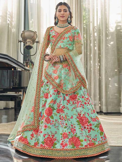 floral print unstitched lehenga choli with dupatta - 19513705 - Very Small Image - 1