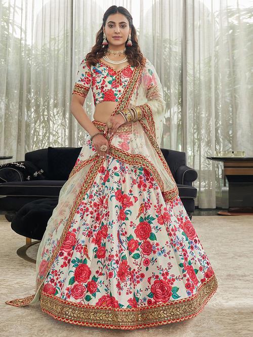 floral print unstitched lehenga choli with dupatta - 19513707 - Very Small Image - 1
