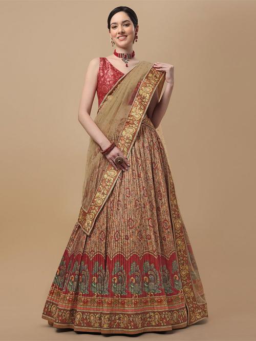 embroidered unstitched lehenga choli with dupatta - 19513712 - Very Small Image - 1