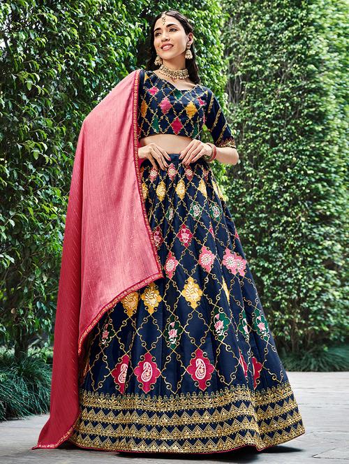 embroidered unstitched lehenga choli with dupatta - 19513789 - Very Small Image - 1
