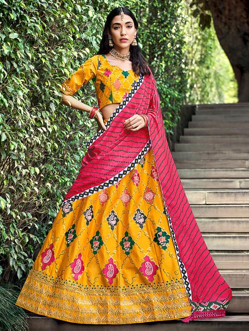 embroidered unstitched lehenga choli with dupatta - 19513790 - Very Small Image - 1