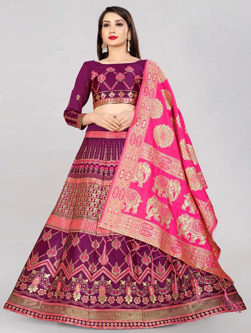 embroidered unstitched lehenga choli with dupatta - 19513854 - Very Small Image - 1