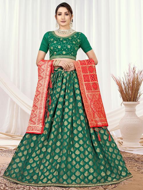embroidered unstitched lehenga choli with dupatta - 19513944 - Very Small Image - 1