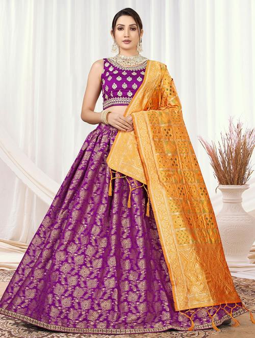 embroidered unstitched lehenga choli with dupatta - 19513954 - Very Small Image - 1
