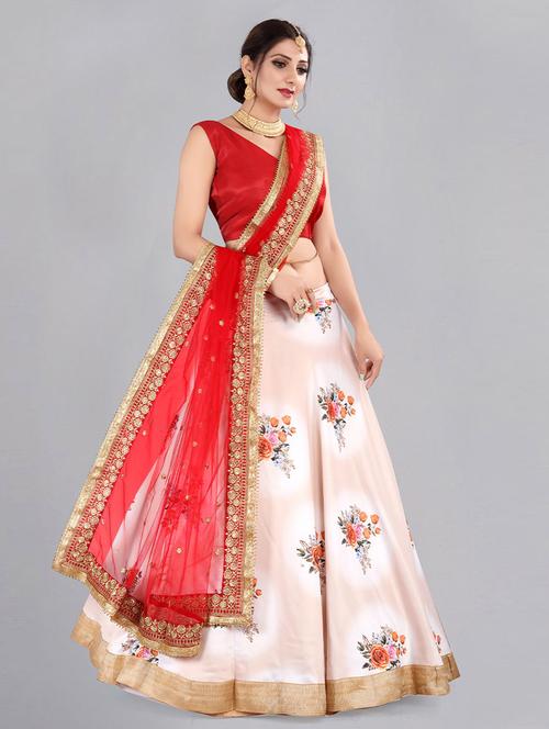 floral print unstitched lehenga choli with dupatta - 19513967 - Very Small Image - 1