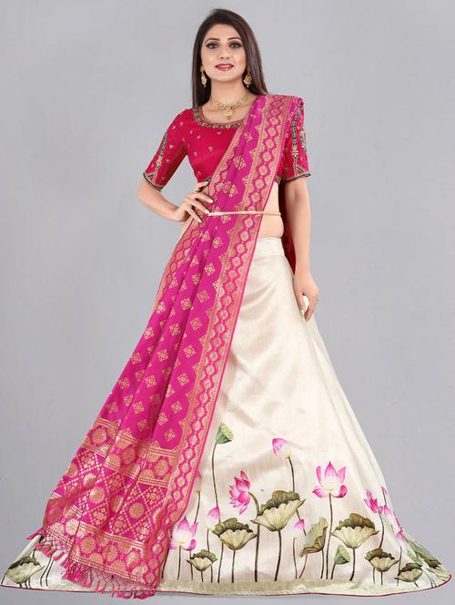 floral print unstitched lehenga choli with dupatta - 19513968 - Very Small Image - 1