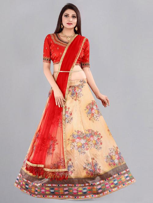 floral print unstitched lehenga choli with dupatta - 19513969 - Very Small Image - 1
