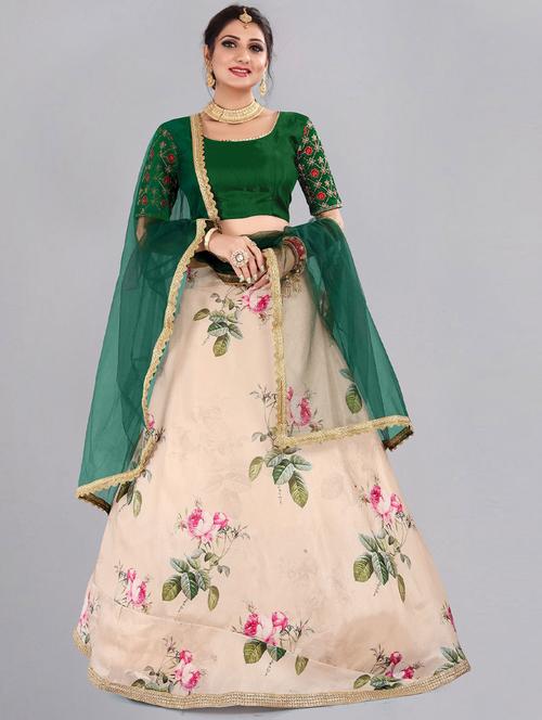 floral print unstitched lehenga choli with dupatta - 19513977 - Very Small Image - 1