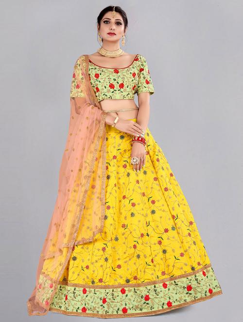 floral print unstitched lehenga choli with dupatta - 19513978 - Very Small Image - 1