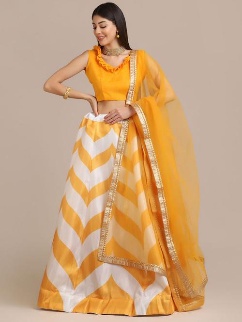 chevron print unstitched lehenga choli with dupatta - 19513986 - Very Small Image - 1