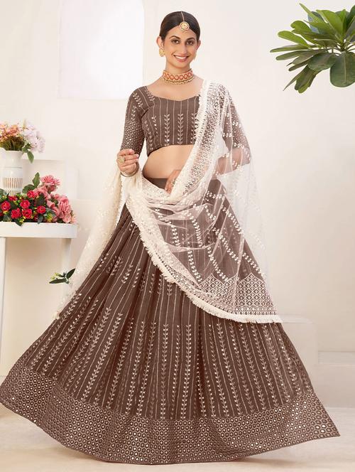 embroidered unstitched lehenga choli with dupatta - 19513997 - Very Small Image - 1