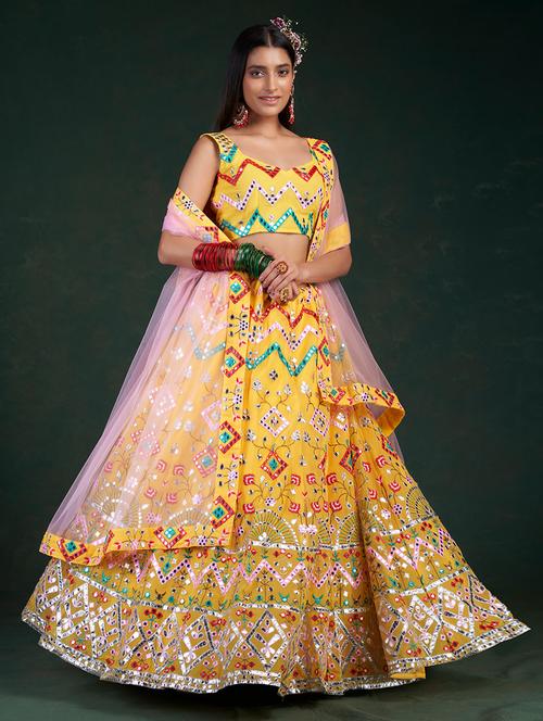 embroidered unstitched lehenga choli with dupatta - 19514004 - Very Small Image - 1
