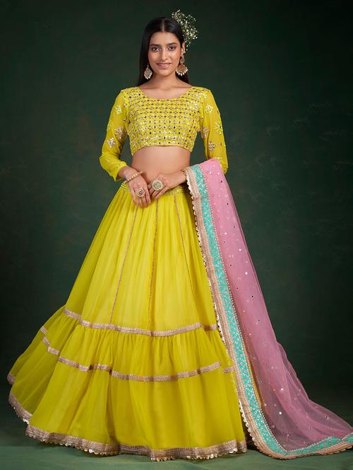 embroidered unstitched lehenga choli with dupatta - 19514005 - Very Small Image - 1