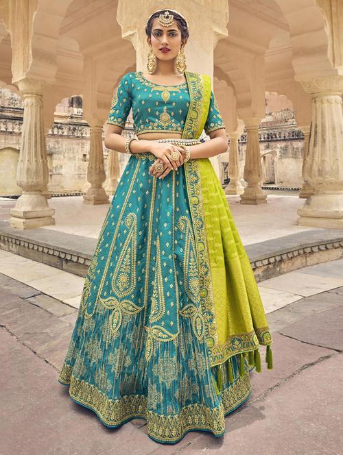 embroidered unstitched lehenga choli with dupatta - 19514027 - Very Small Image - 1