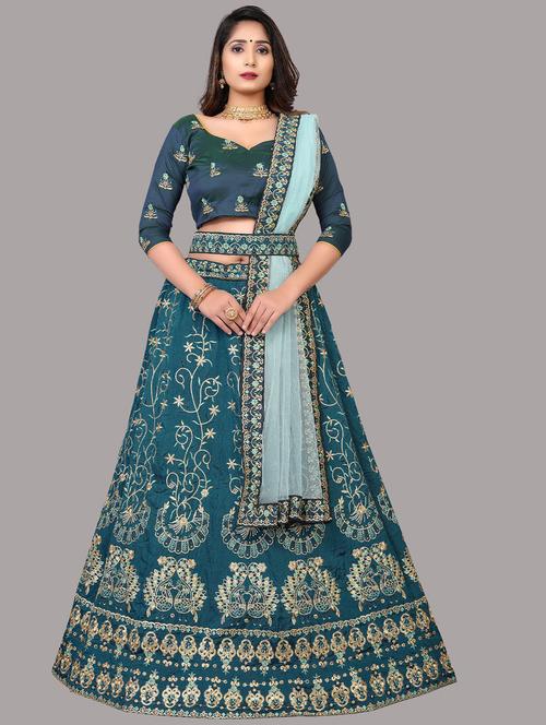embroidered unstitched lehenga choli with dupatta - 19514036 - Very Small Image - 1