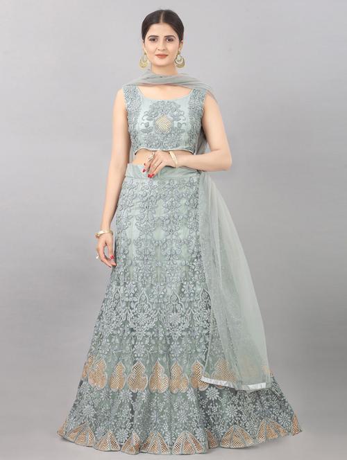 embroidered unstitched lehenga choli with dupatta - 19514059 - Very Small Image - 1
