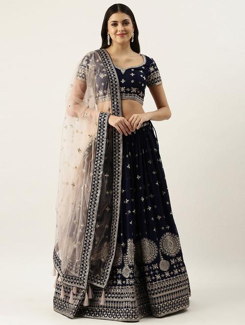 embroidered unstitched lehenga choli with dupatta - 19514067 - Very Small Image - 1