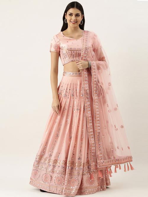 embroidered unstitched lehenga choli with dupatta - 19514071 - Very Small Image - 1