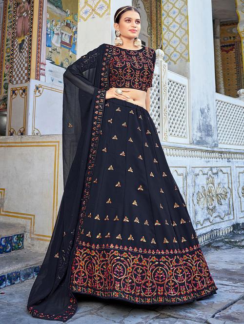 embroidered unstitched lehenga choli with dupatta - 19514078 - Very Small Image - 1