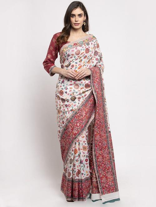 multi colored printed saree with blouse - 19515159 - Very Small Image - 1