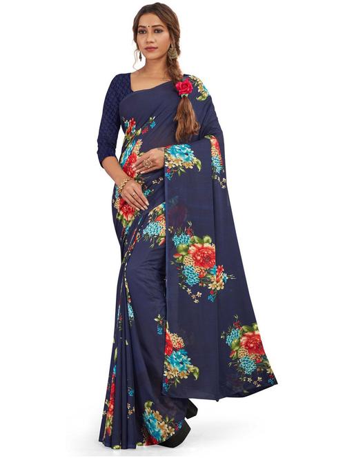 floral printed saree with blouse - 19515456 - Very Small Image - 1