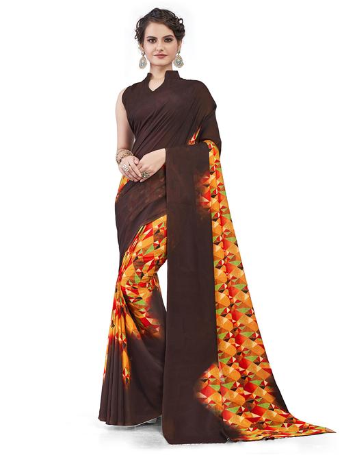abstract printed georgetted saree with blouse - 19515458 - Very Small Image - 1