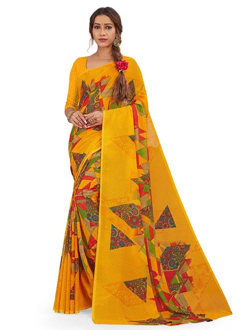 geometric printed saree with blouse - 19515611 - Very Small Image - 1