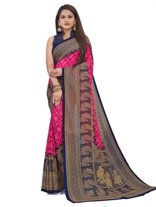 self design printed saree with blouse - 19515619 - Very Small Image - 1