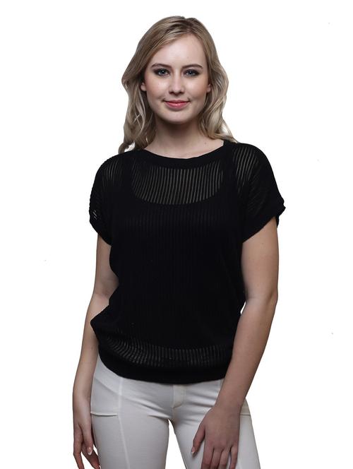 black poly cotton regular top - 19516436 - Very Small Image - 1