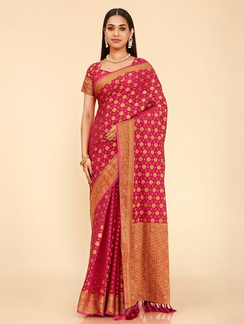women's self design pink colored saree - 19516550 - Very Small Image - 1