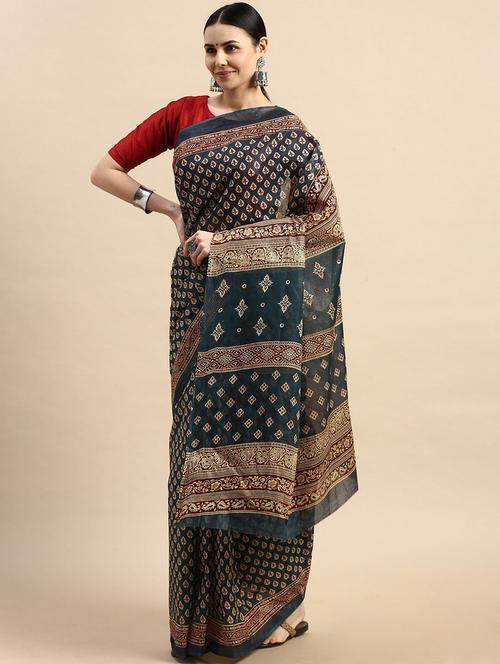 women's ethnic motifs grey colored saree - 19518040 - Very Small Image - 1