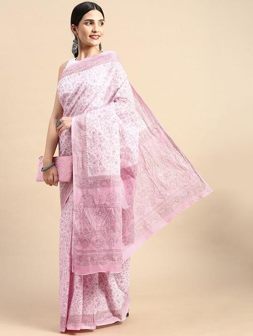 women's floral pink colored saree - 19518131 - Very Small Image - 1