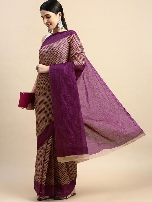 women's printed brown colored saree - 19518205 - Very Small Image - 1