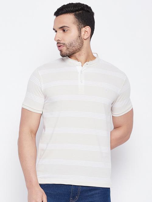 men mandarin neck striped t-shirt - 19519404 - Very Small Image - 1