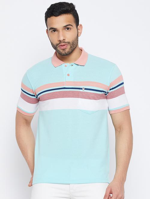 men short sleeves color block polo t-shirt - 19519410 - Very Small Image - 1