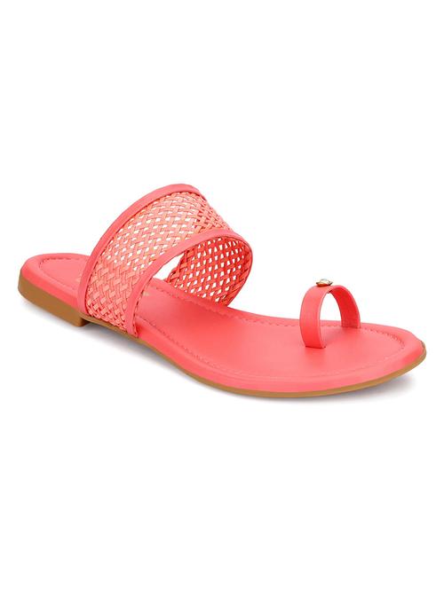 pink leatherette slip on sandals - 19519773 - Very Small Image - 1