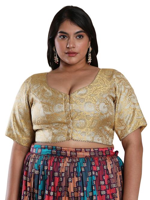 gold cotton blend regular blouse - 19521911 - Very Small Image - 1