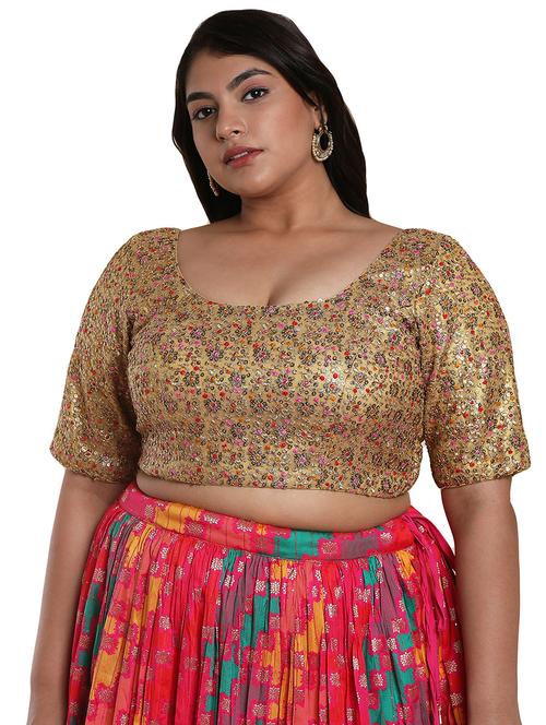 gold net embroidered blouse - 19521932 - Very Small Image - 1