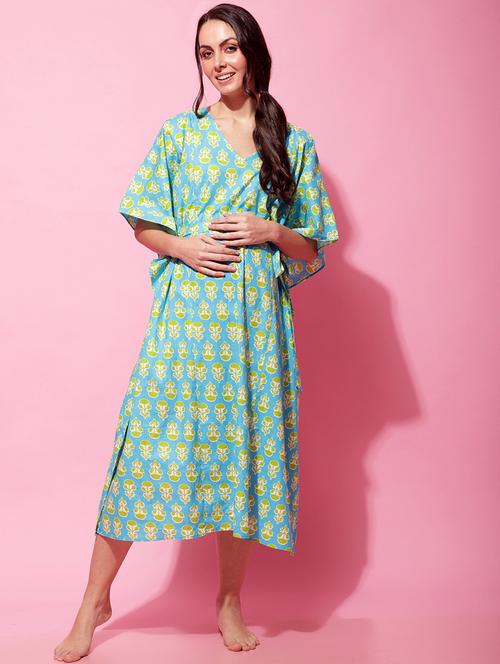 blue printed maternity wear - 19522116 - Very Small Image - 1