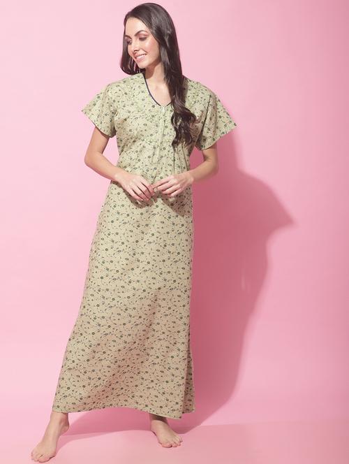 green printed nighty - 19522129 - Very Small Image - 1